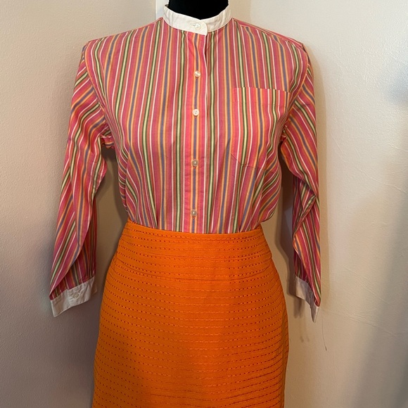 Vintage 90s GAP Striped Long Sleeve Button Up Shirt Women’s Cotton Sz L Preppy - Picture 2 of 9